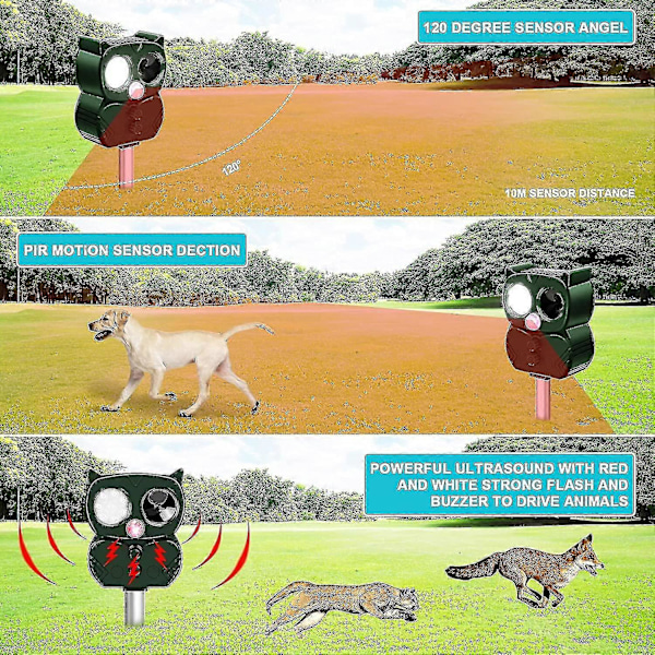 Ultraljuds Kattskrämma, Solar Kattskrämma, Soldriven Ultraljuds Mullvadsskrämma, 5 Frekvensjusterbar Vattentät Ip66 Solar Anti Orm, För Myror