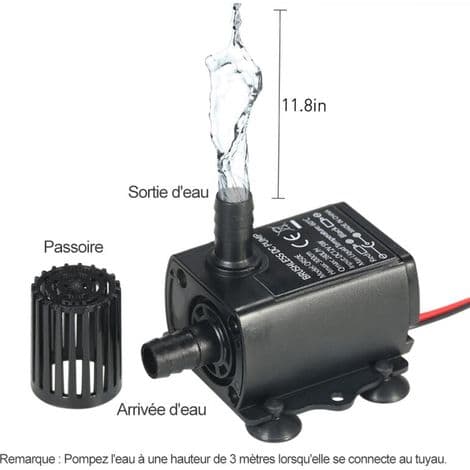 Mini USB DC5V 4.8W 300L/H 300cm Børsteløs Løftevannpumpe