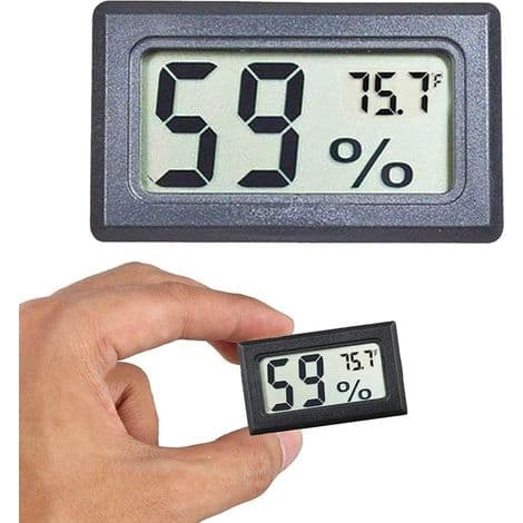 Svart digitalt hygrometer for innendørs klimakontroll, mini, LCD
