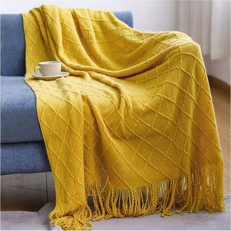 Strikket Sofatæppe, Lille Sofatæppe, Blødt Uld Strikket Tæppe, Aircondition Tæppe, Biltæppe til Sofa, Kontor, Bil, Couch, Seng, 127x172cm