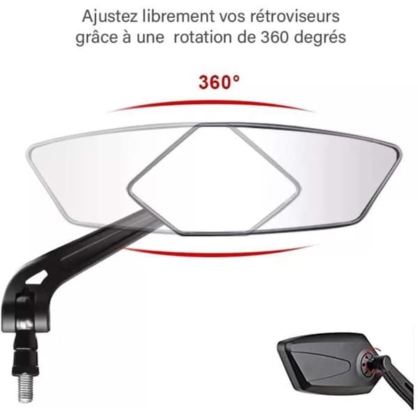 Bakspejl - Ikke specificeret - 2 STK - 360° Justerbart - HD Glas - Sort
