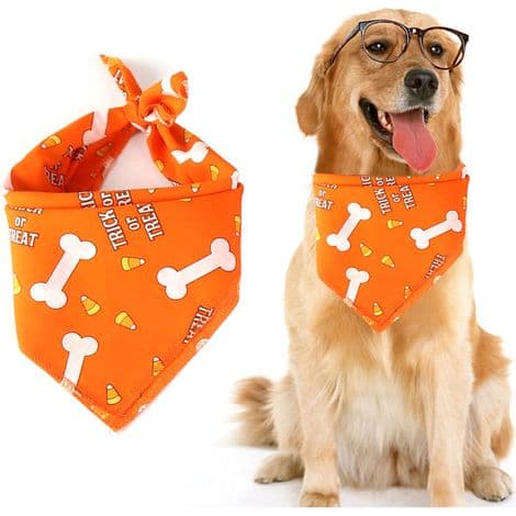 Halloween-banner til hunde, vendbart vaskbart tørklædehalsbånd, hagesmæk til hunde og katte, kæledyrstilbehør