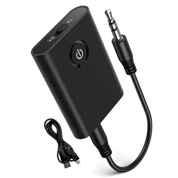 Bluetooth 5.0-adapter sender, 2-i-1 Bluetooth-sender og -mottaker, 3,5 mm stereoutgang