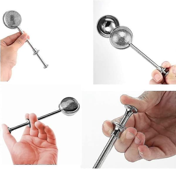 Te-si Lav Te-infusionsanordning Push Rustfrit Stål Udtrækkelig Te-kugle Løs Blad Te-si Te-tilbehør (sølv) (2 stk)