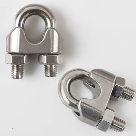 Set med 6 M10 9,5 mm vajerklämmor i 304 rostfritt stål