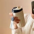 Blå - Smart kaffetermokopp med intelligent temperaturvisning, termokopp i rustfritt stål