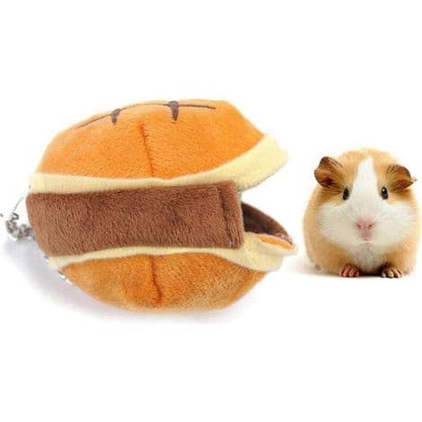 Hyggeligt hamsterhus formet som en hamburger, tilbehør til smådyrsbur