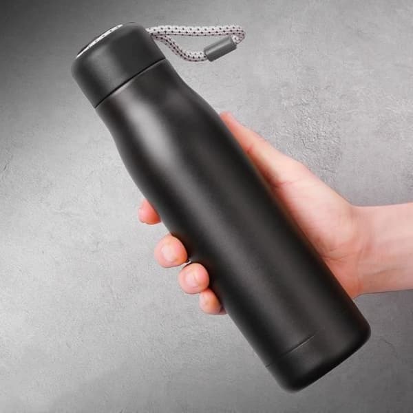 Vandflaske i rustfrit stål - CUNEARY - 550 ml - Bærbar termoflaske - Sort - Unisex