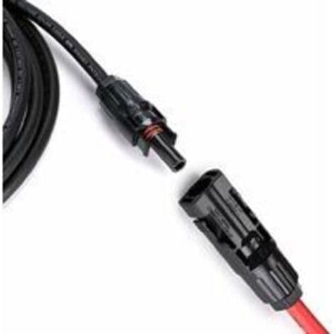 meter 12 AWG forlængerkabel til solpaneler med MC4 hun- og hanstik adaptersæt (5m rød + 5m sort)