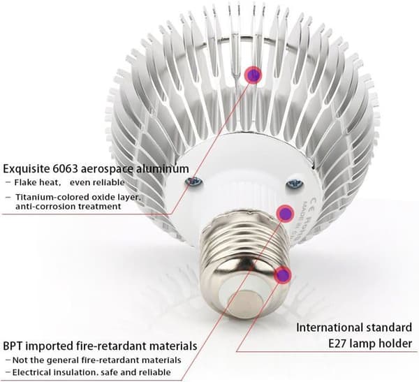 50W 78LED Växtlampa E27 för Växter med 7 Våglängder AC 85-265V