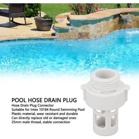 Poolslange afløbspropstik, poolslangeadapter, vandafløbsprop til Intex runde pools 10184, 25 mm gevind, 3 stk.