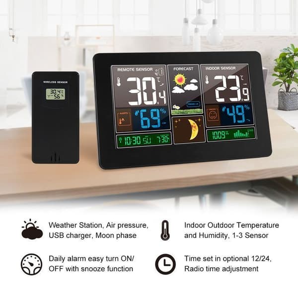 Väderstation - QJRRX - Digital - Termometer - Hygrometer - Väderprognos