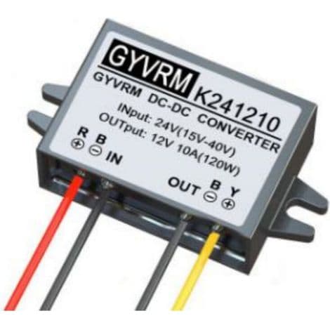 DC-DC strømomformer, 24V DC til 12V DC strømomformermodul, nedtrappingsomformer, spenningsregulator (10A 120W)