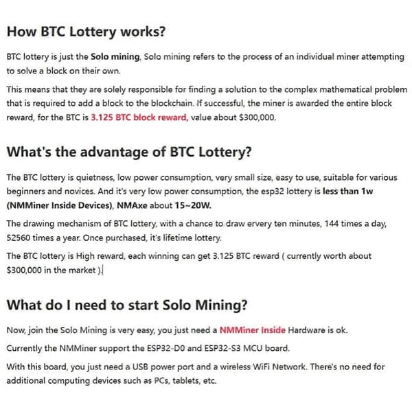 NMMiner NerdMiner V2 Hashrate -näyttö Crypto Solo -arpajaiset Bitcoin
