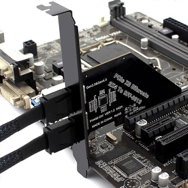 PCIE 4.0X8 PCIExpress X8 til Oculink Ekstern SFF-8612 SFF-8611 Host Adapter