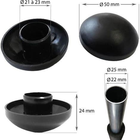 Sett med 8 svarte 25 mm stanghetter til trampoline
