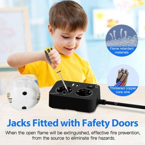 multifunksjonell strømskinne med én stikkontakt og fire USB-porter, ideell for hjem, kontor og reise.