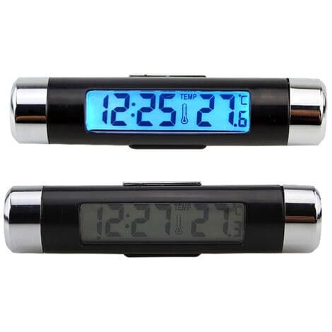 Tønneformet bilklokketermometer, LCD-skjerm, LED-ventilklips, digitalt bilklokketermometer