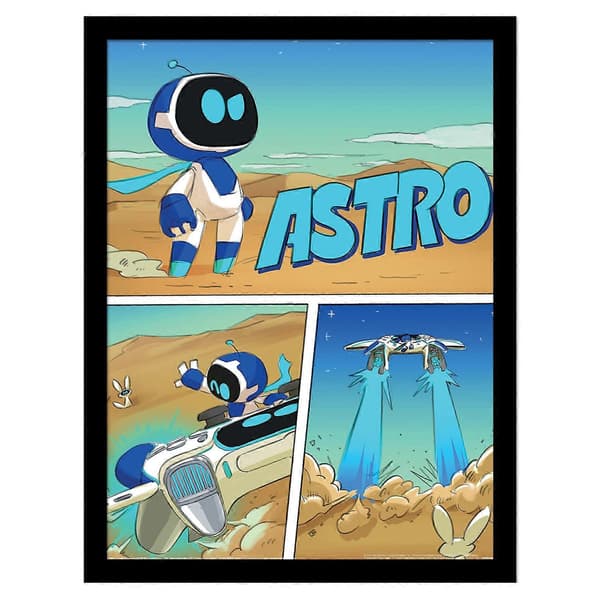 Astro Bot Tegneseriestribe Indrammet Plakat