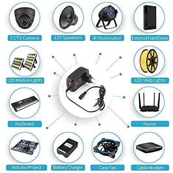 30W AC-adapter, 3V-12V justerbar spänning multifunktionell laddare