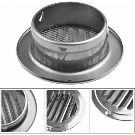 Rund ventilationsrist, ventilationsrist i rustfrit stål, med netventilation, rund ventilationsrist til udstødningsrør, diameter 120 mm
