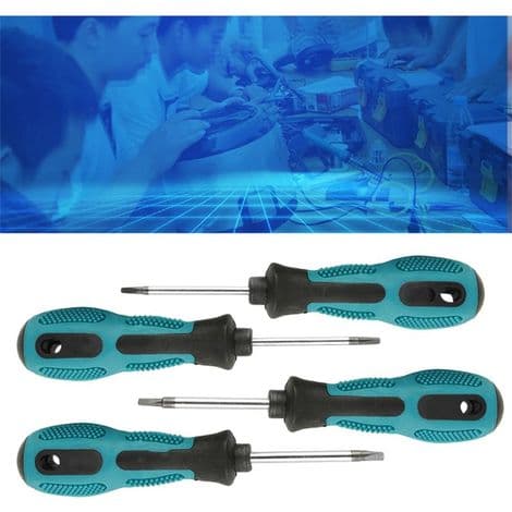 Set med 4 precisionsskruvmejslar med triangulär spets och magnetiskt multifunktionshandverktyg