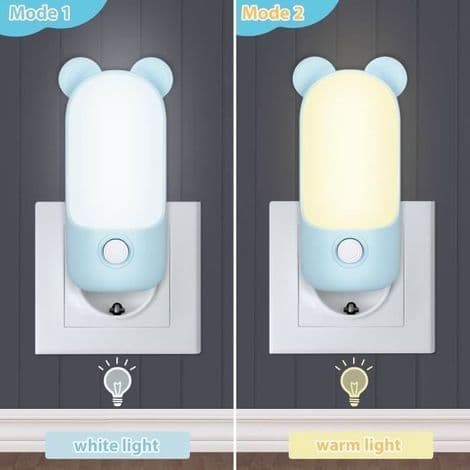 Sett med 2 plug-in nattlys, nattlys for barn med 2 moduser, LED nattlys for amming og soveromsdekorasjon