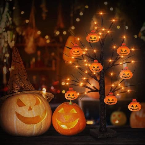 Halloween udendørs lyskæde, 3m, 20 LED'er, Halloween græskar lyskæde