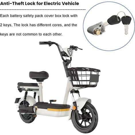 Stöldskyddslås, bärbart utomhuslås för elcykelbatterilåda med 2 nycklar