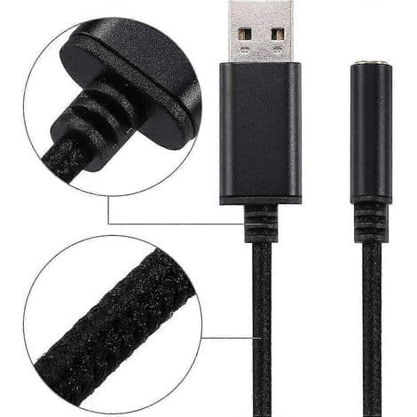 USB til 3,5 mm lydjackadapter for PC og andre enheter (18 cm, svart)