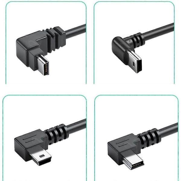 Universal USB til mini USB-kabel til kameraer, smartphones og andre enheder - 25 cm (højre side)