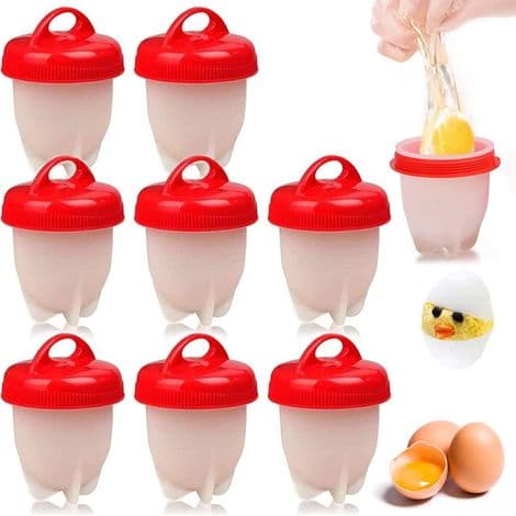 8-delt silikon eggpoacher-sett, silikon eggkoker, non-stick, rask poacher