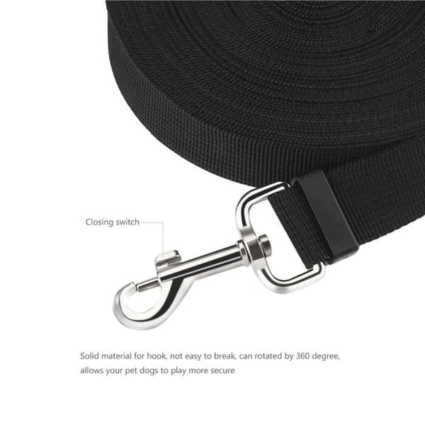 Hundesnor - IBASETOY - 15m Nylon - Justerbar til 7,5m - Ideel til Lydighedstræning - Sort