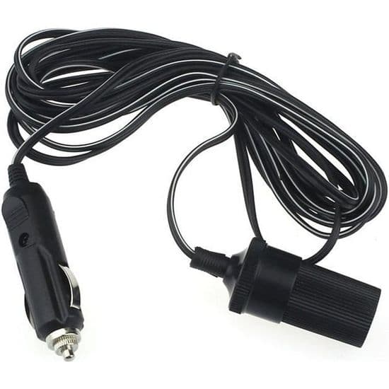 Cigarettändarförlängningskabel - Biltillbehör - 12V 10A - 5m - Svart - Universal