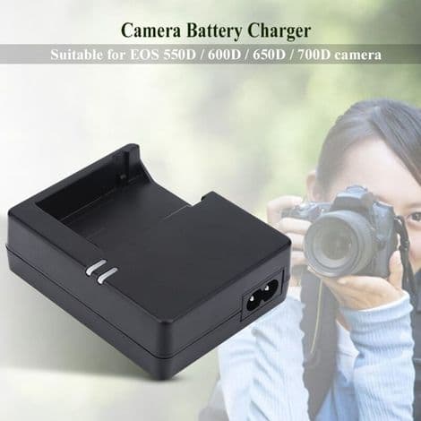 Lader kompatibel med Canon LP-E8 for EOS 550D, 600D, 650D, 700D speilreflekskamera – EU-plugg, hurtiglading, CE-sertifisert