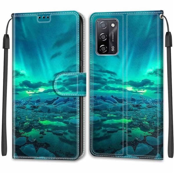 Fodral för Oppo A16 6.52\" Aurora Grön Läder Plånboksfodral DKCHD1