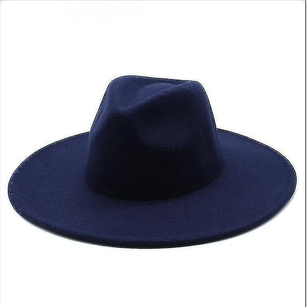 Varm Vinter Klassisk Bredskygget Fedora Hat Sort Hvid Uldhatte Mænd Kvinder Knusbar Vinterhat #yg