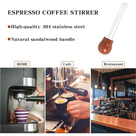 Kaffenål i rustfritt stål med trehåndtak, tilbehør til espressomaskin