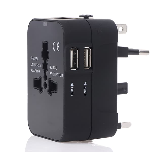 Universal 2 stk. USB Rejseadapter Vægadapter