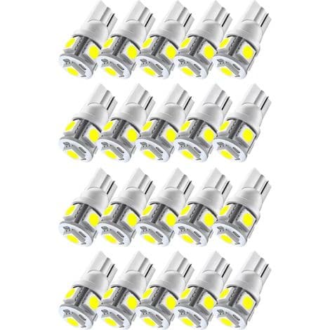 (20 STK) W5W T10 5050 5SMD LED Bil Læselampe