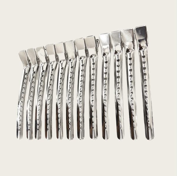 Alumiiniset hiusklipsit, 12 kpl, hopea L