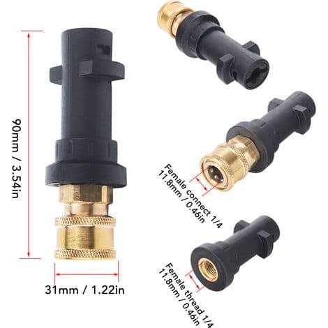 1/4\" högtrycksadapter för Kärcher K2-K7 med 5 munstycken i mässing och ABS, 2000 PSI