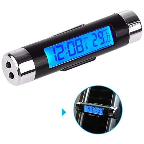 Tønneformet bilklokketermometer, LCD-skjerm, LED-ventilklips, digitalt bilklokketermometer