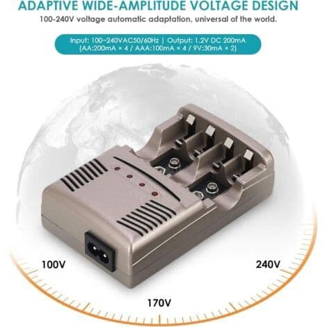 Smart batterilader, 4-roms universell batterilader, LED smart batterilader for
