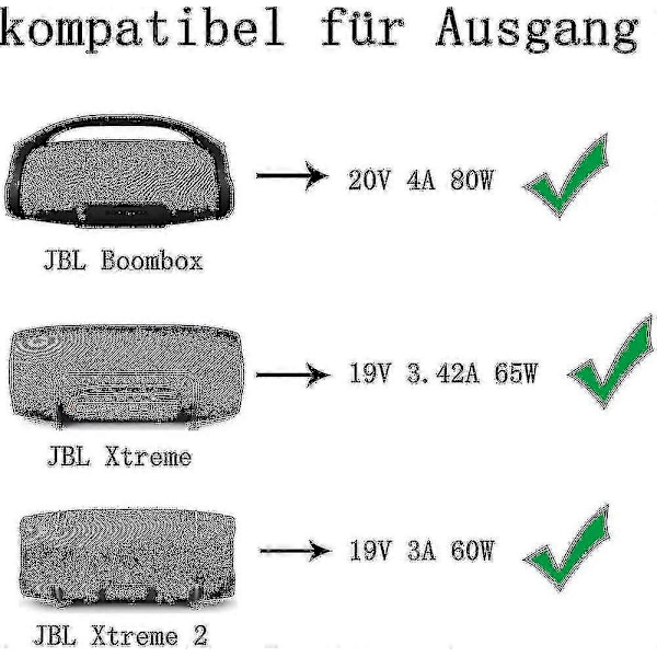 90W Laddare för JBL Boombox, Boombox 2, Xtreme, Xtreme 2, Bar Studio Soundbar, Link 300 Bluetooth-högtalare Nätadapter