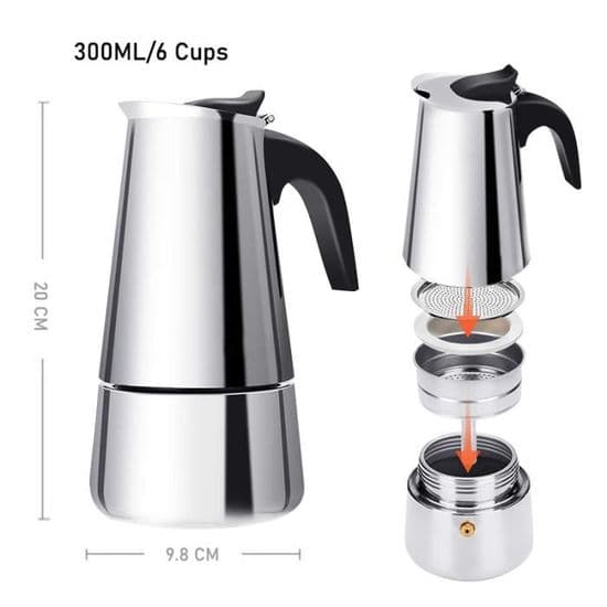 Italiensk kaffemaskine - Service - 300 ml - Rustfrit stål - Til voksne