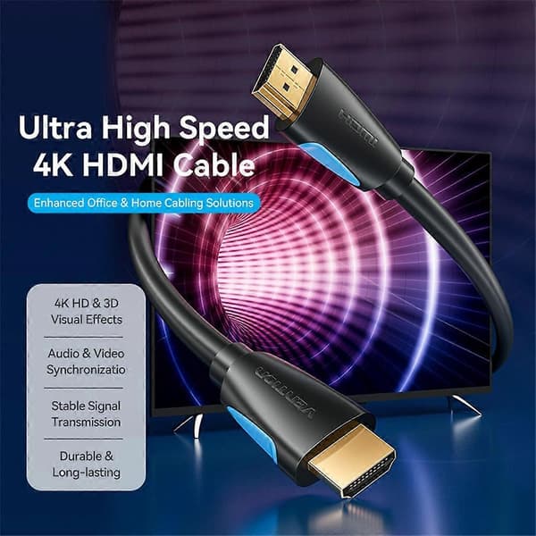 Type A VENTION VAA-M02-B1000 10m HDMI-kabel Hann til Hann Gullbelagt 4K HDMI-kabel