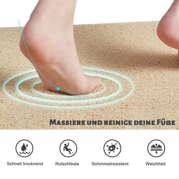 Sklisikker dusjmatte, badematte med dreneringshull, beige, 40 x 60 cm