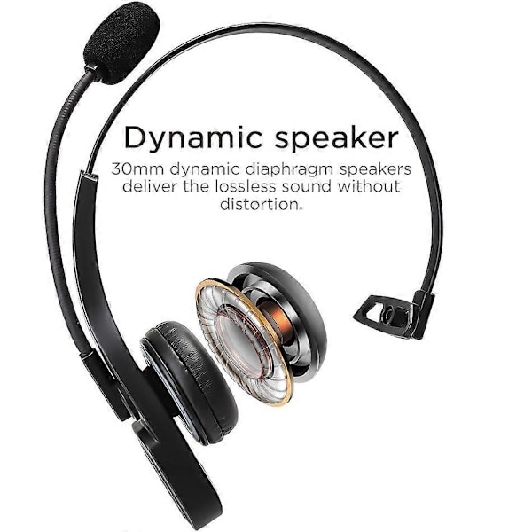 AUSDOM BW01 Trucker Bluetooth Headset 5.0 med Mikrofon Brusreducerande Trådlösa Hörlurar 22H Samtalstid För Call Center Telefon