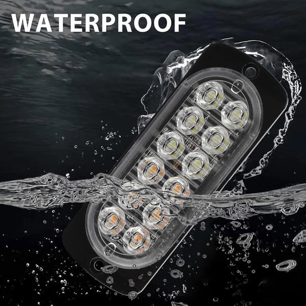 4 stk. 12LED Blinkende Strobelys for Lastebiler 12-24V Hvit Gul